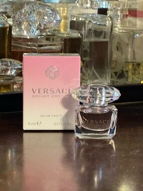 Versace Bright Crystal Eau de Toilette Miniature-Pink, New in Box .17 oz (5 ml)